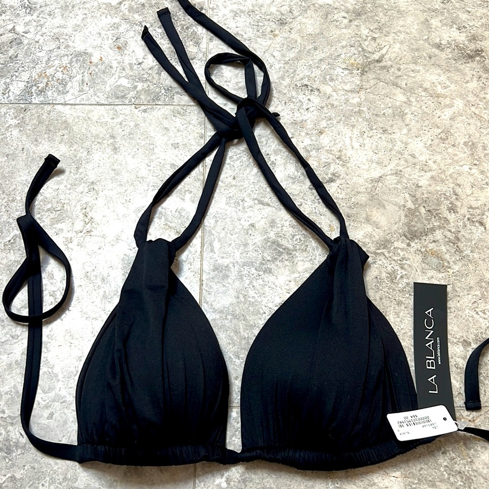 La Blanca Bikini Top Black.NWT. Size 8.